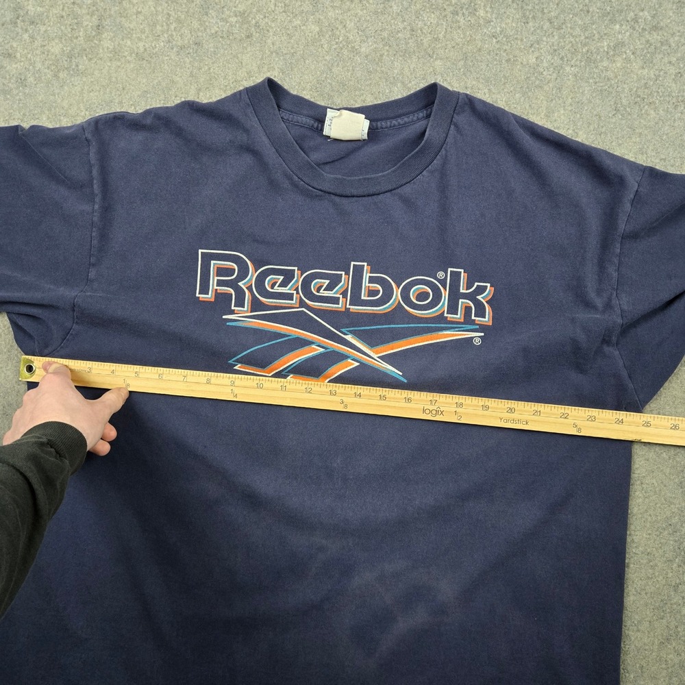 Reebok T Shirt Mens XL Blue Vintage 90s Single Stitch Graphic Vector Logo USA - Picture 8 of 12